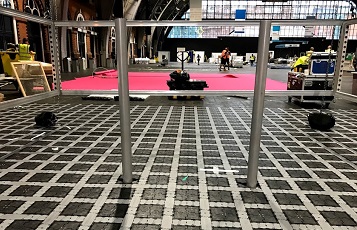 Platform install with metal work through the floor NHS Show Manchester